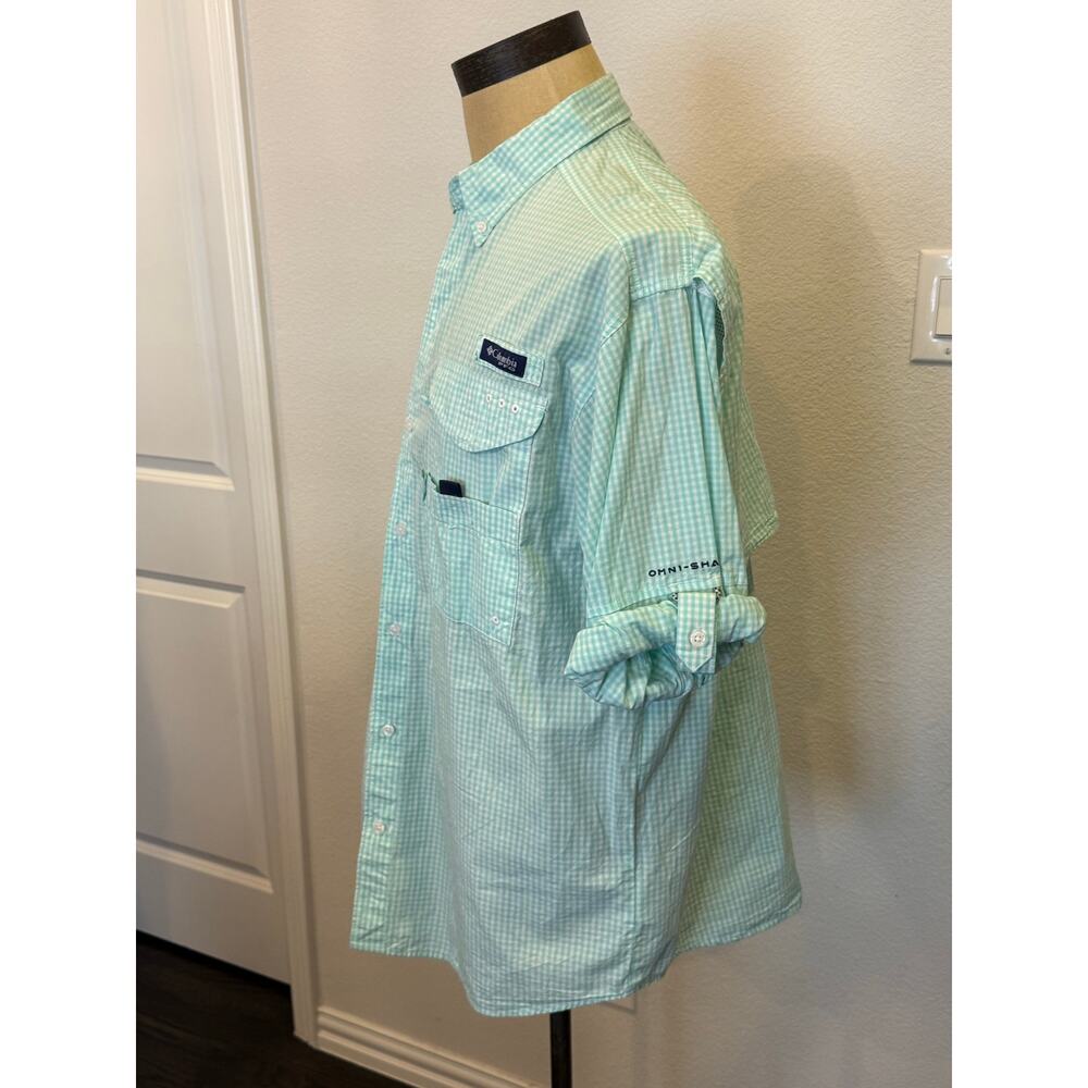 COLUMBIA Super Bonehead Mint checked gingham Long Sleeve PFG  Shirt Top Men M - Picture 3 of 8